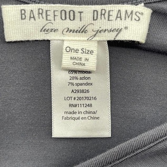 Barefoot‎ Dreams Luxe Milk Jersey Cafton Dark Gray Loungewear Sleepwear Size OS - Picture 4 of 5